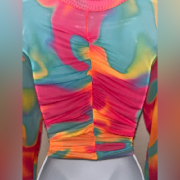 Colorful Abstract Long Sleeve Women's Top - Picture 2 of 3